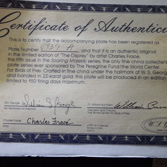 WS George collectable plate- Soaring Majesty collection - Picture 3 of 3